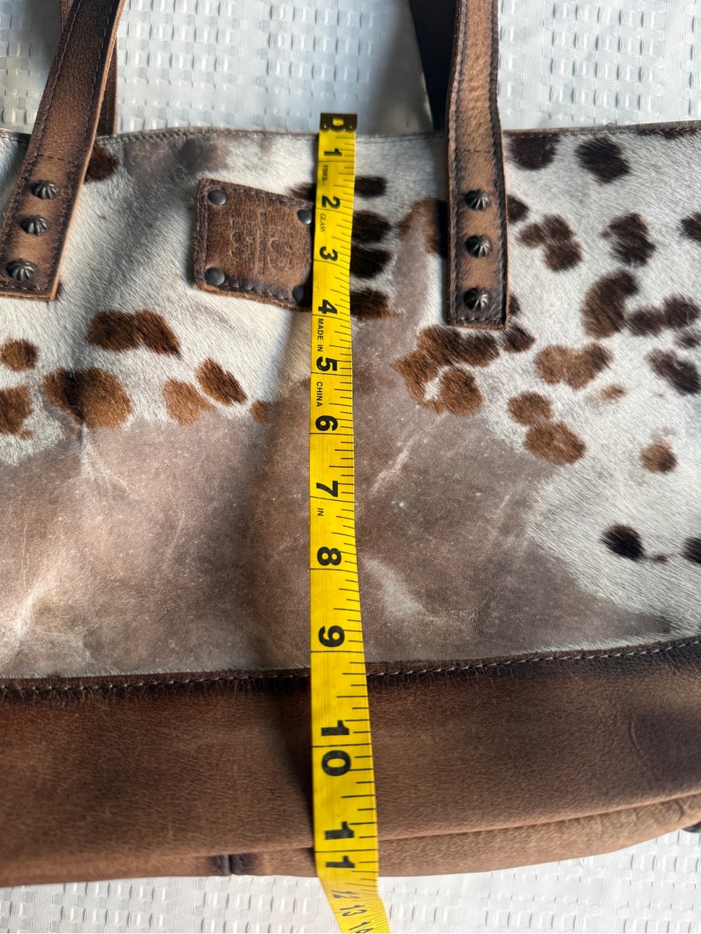 STS Ranchwear Women's Cow Leather and Hair Tote Bag Classic Cowhide Tote - Picture 15 of 16
